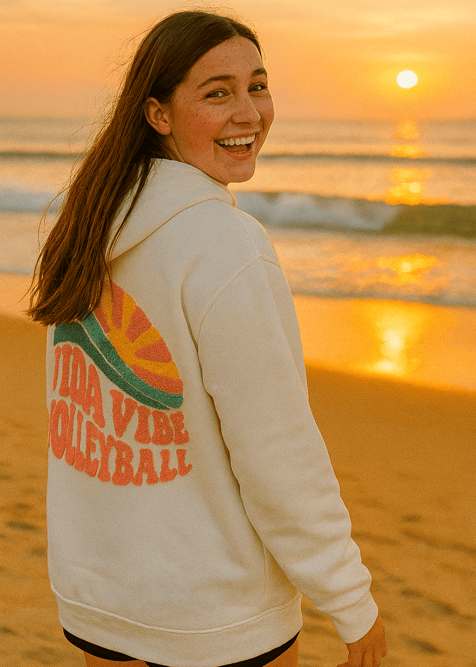 Sunset VidaVibe Volleyball Chenille Hoodie